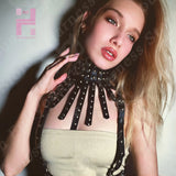 High Street Women's Tassel Choker Necklace with Rivet