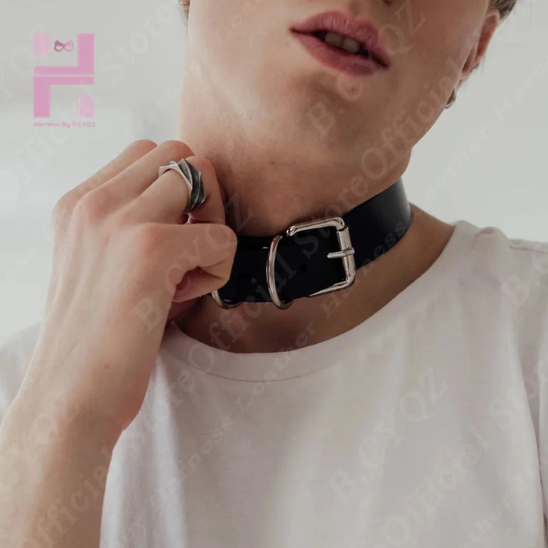 Gothic Choker Necklaces Unisex Leather Rock Kpop Punk Adjustable Collar