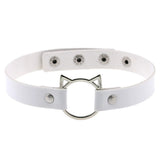 Harajuku Necklace PU Leather Neck Metal Ring Choker Lady Gothic Punk