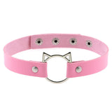 Harajuku Necklace PU Leather Neck Metal Ring Choker Lady Gothic Punk