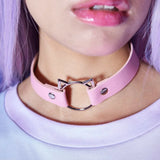 Harajuku Necklace PU Leather Neck Metal Ring Choker Lady Gothic Punk