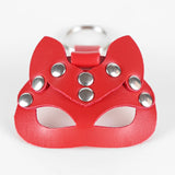 Leather Cat Mask KeyChain Hollow Out Key Buckle Goth Women Belt Pendant