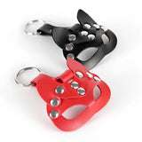 Leather Cat Mask KeyChain Hollow Out Key Buckle Goth Women Belt Pendant