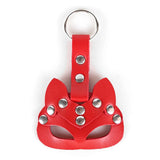Leather Cat Mask KeyChain Hollow Out Key Buckle Goth Women Belt Pendant