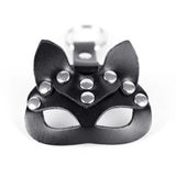 Leather Cat Mask KeyChain Hollow Out Key Buckle Goth Women Belt Pendant