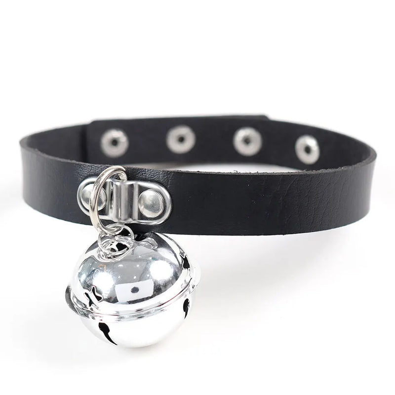 Multi-color Rock Soft Girl Leather Bell Choker Harajuku Necklace Goth Collar