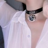 Multi-color Rock Soft Girl Leather Bell Choker Harajuku Necklace Goth Collar
