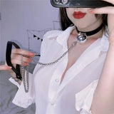 Multi-color Rock Soft Girl Leather Bell Choker Harajuku Necklace Goth Collar