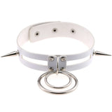 One Piece Leather Choker Necklace O-ring Pendant Riveted Collar Punk Jewelry