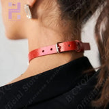 Sexy Collar Punk Choker Rock Gothic Red PU Leather O-ring Harajuku Studded Neckl