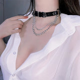 Sexy Punk Leather Spike Rivet Choker Collar Necklace for Women