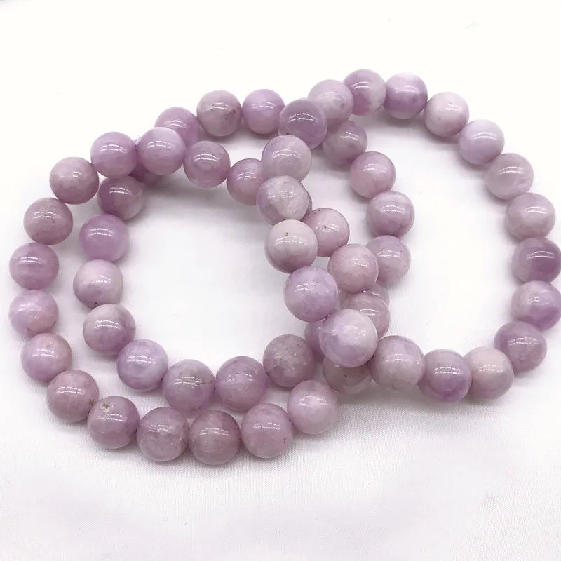 Natural Kunzite Stone 10mm Round Bead Bracelet Girl Gift Purple
