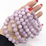 Natural Kunzite Stone 10mm Round Bead Bracelet Girl Gift Purple