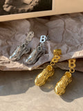 B Letter Unique Niche Earrings Hip Hop Metal
