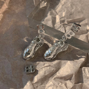 B Letter Unique Niche Earrings Hip Hop Metal