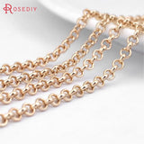 2 Meters 2mm 3mm Champagne Brass Round Link Necklace Chains