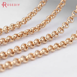 2 Meters 2mm 3mm Champagne Brass Round Link Necklace Chains