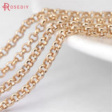 2 Meters 2mm 3mm Champagne Brass Round Link Necklace Chains