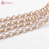 2 Meters 2mm 3mm Champagne Brass Round Link Necklace Chains