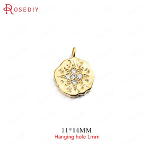 6pcs 11x14mm Brass Zircon Star Charms Pendants DIY Jewelry Findings