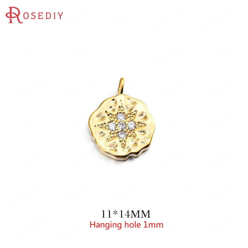 6pcs 11x14mm Brass Zircon Star Charms Pendants DIY Jewelry Findings