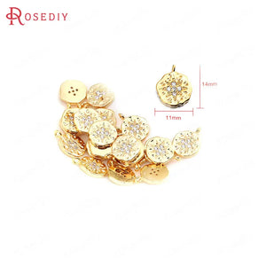 6pcs 11x14mm Brass Zircon Star Charms Pendants DIY Jewelry Findings