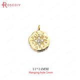 6pcs 11x14mm Brass Zircon Star Charms Pendants DIY Jewelry Findings