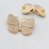 2pcs High Brass & Zircon Butterfly Charm Pendants