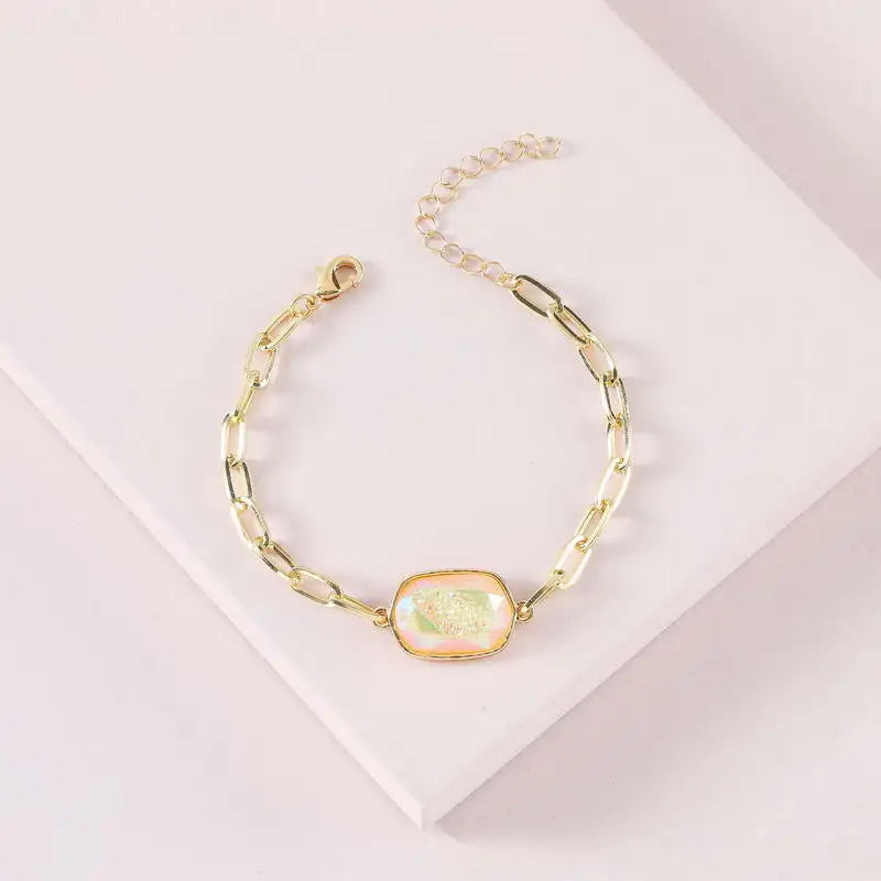 Geometric Faceted Stone Charm Bracelets for Women