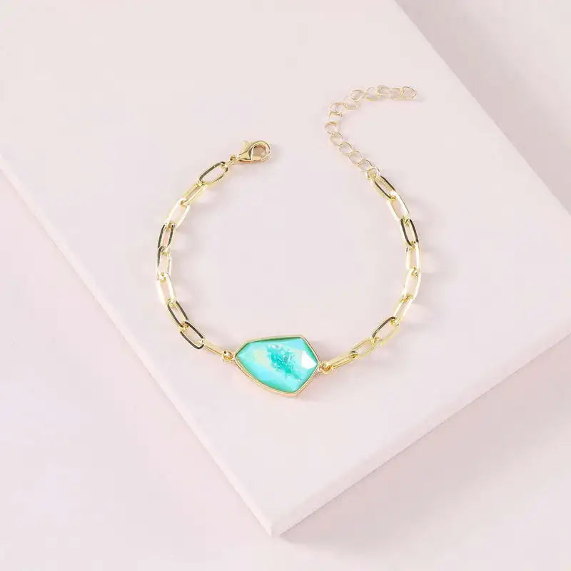 Geometric Faceted Stone Charm Bracelets for Women