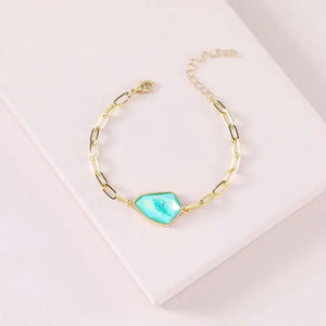 Geometric Faceted Stone Charm Bracelets for Women