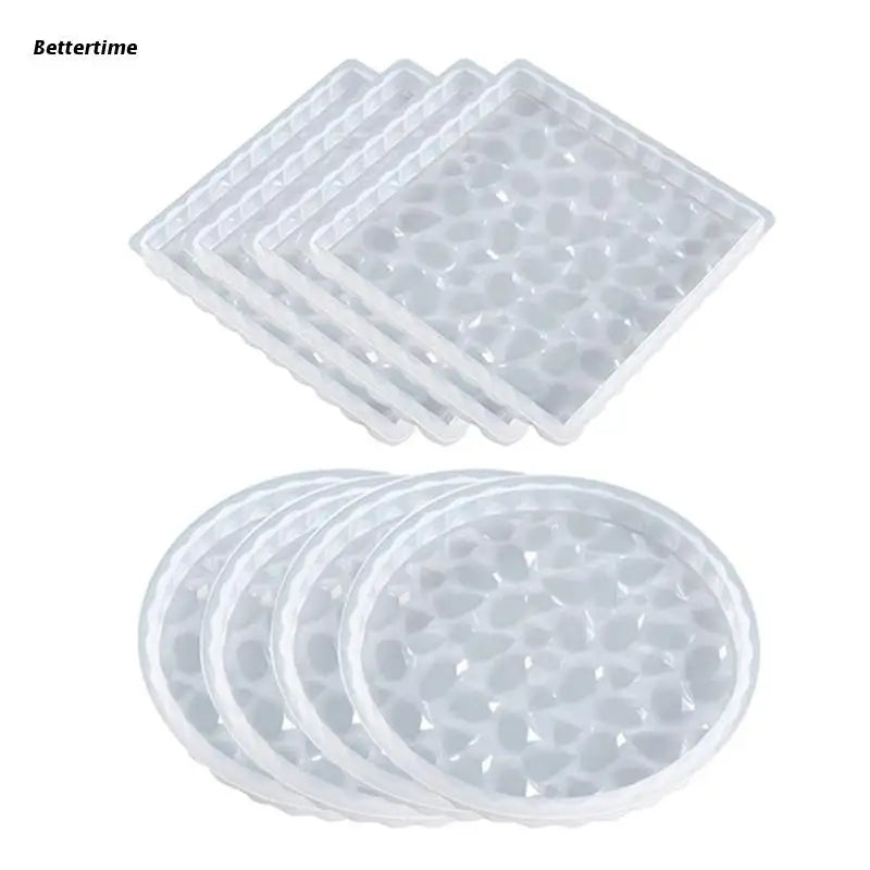 Square Round Silicone Coaster Molds for Epoxy - Set of 8