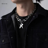 R-letter Alloy Pendant Short Necklace for Women Jewelry