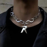 R-letter Alloy Pendant Short Necklace for Women Jewelry