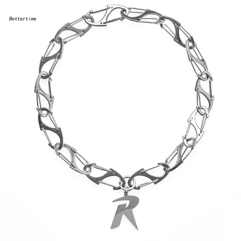R-letter Alloy Pendant Short Necklace for Women Jewelry