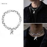 R-letter Alloy Pendant Short Necklace for Women Jewelry