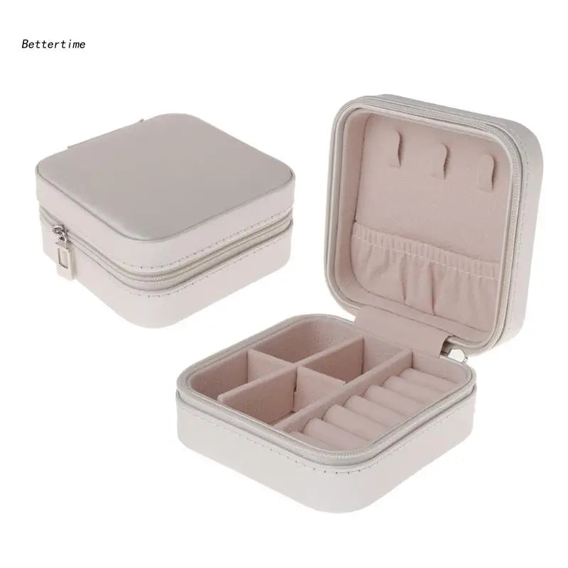 B36D Portable Flannel Jewelry Box Necklace Ring Earring Storage