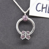 925 Silver O Pendant Necklace Rose Small O Charm Women