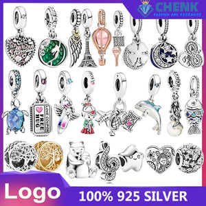 Sterling Silver 925 Charm Bracelet Bead Jewelry Logo Pendant