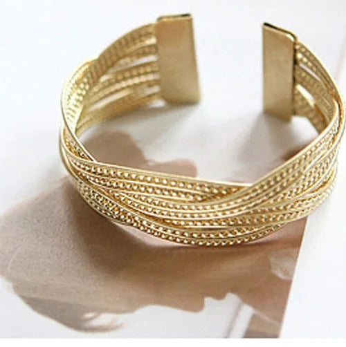 B8 Korea Alloy Weaving Manual Twist Bracelet Silver Bangle