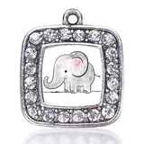 Baby Elephant Circle Square Charm Necklace