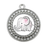 Baby Elephant Circle Square Charm Necklace
