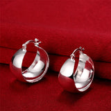 925 Sterling Silver Egg Shaped Hoop Earrings Romantic Jewelry