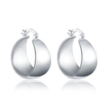 925 Sterling Silver Egg Shaped Hoop Earrings Romantic Jewelry