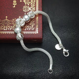 925 Silver Beaded Bracelet Woman Jewelry Gift