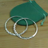 925 Silver Glitter Circle Hoop Earrings Wedding Engagement Party Jewelry