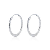 925 Silver Glitter Circle Hoop Earrings Wedding Engagement Party Jewelry