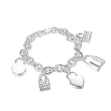 925 Silver Bracelet Five Lock Bangles Wedding Jewelry