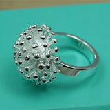 925 Silver Firework Coral Ring Women Wedding Engagement Jewelry