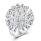 925 Silver Firework Coral Ring Women Wedding Engagement Jewelry